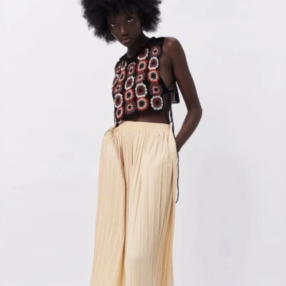 ZARA PLEATED PALAZZO PANTS - Picture 1 of 6